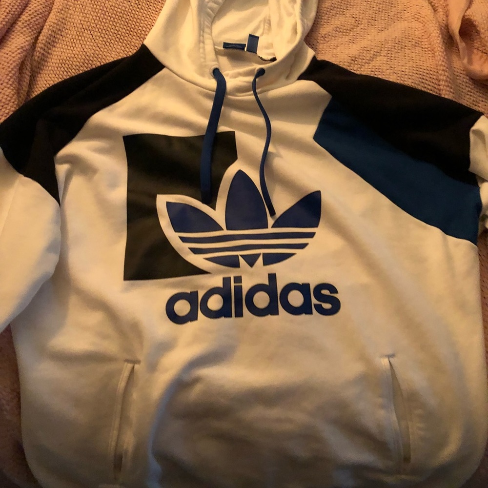 Adidas black blue and white hoodie